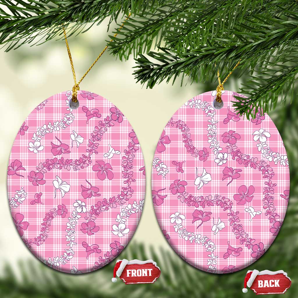 Alaka Aloha Hawaii Ceramic Ornament Plumeria Lei With Palaka Motif - Polynesian Pride