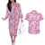 Alaka Aloha Hawaii Couples Matching Off The Shoulder Long Sleeve Dress and Hawaiian Shirt Plumeria Lei With Palaka Motif - Polynesian Pride