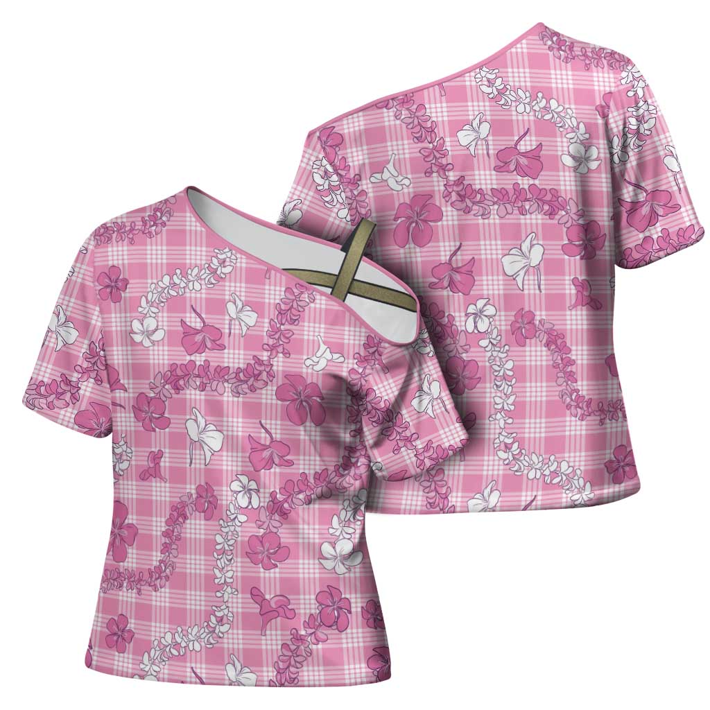 Alaka Aloha Hawaii Cross Shoulder Shirt Plumeria Lei With Palaka Motif LT14 - Polynesian Pride