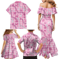 Alaka Aloha Hawaii Family Matching Mermaid Dress and Hawaiian Shirt Plumeria Lei With Palaka Motif - Polynesian Pride