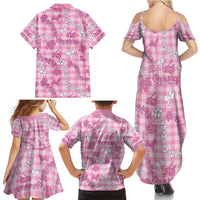 Alaka Aloha Hawaii Family Matching Summer Maxi Dress and Hawaiian Shirt Plumeria Lei With Palaka Motif - Polynesian Pride
