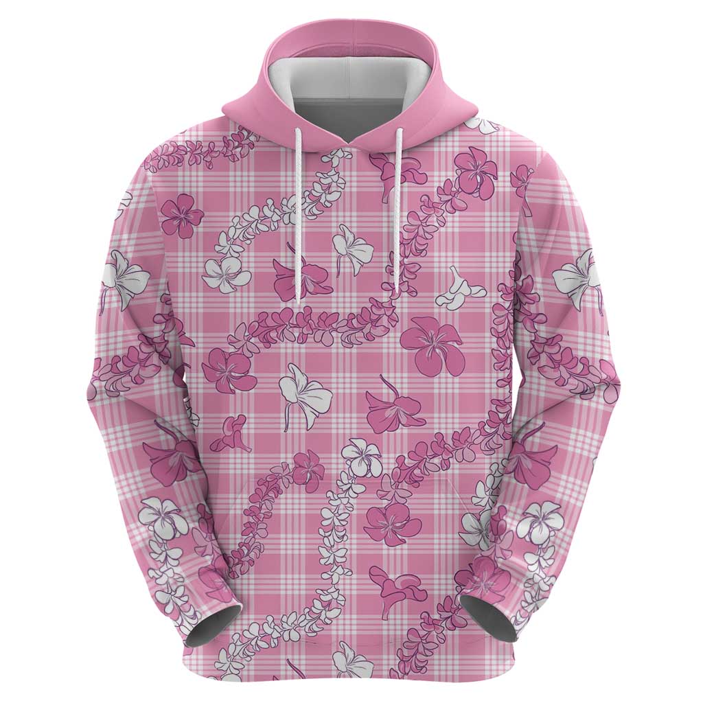 Alaka Aloha Hawaii Hoodie Plumeria Lei With Palaka Motif - Polynesian Pride