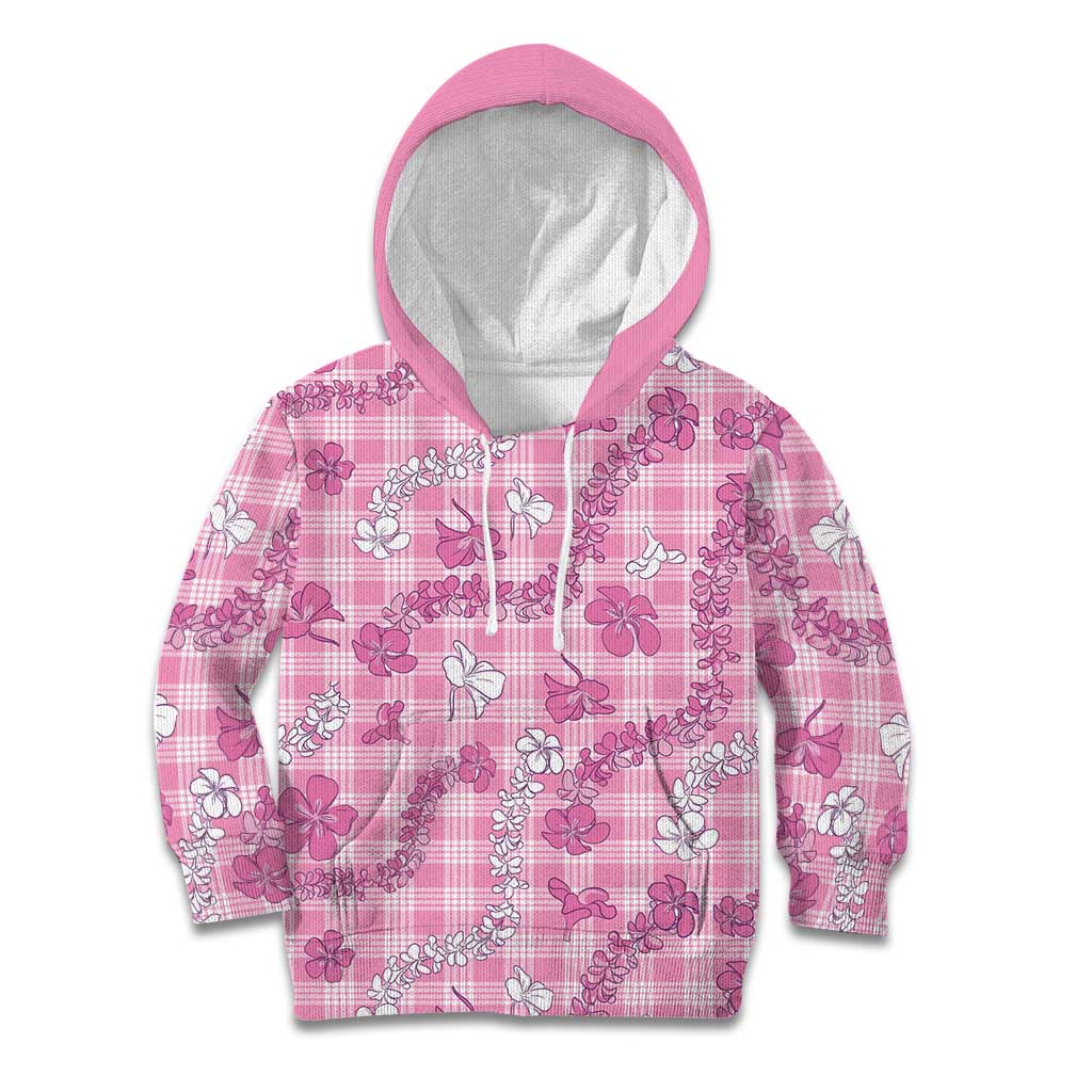 Alaka Aloha Hawaii Kid Hoodie Plumeria Lei With Palaka Motif - Polynesian Pride