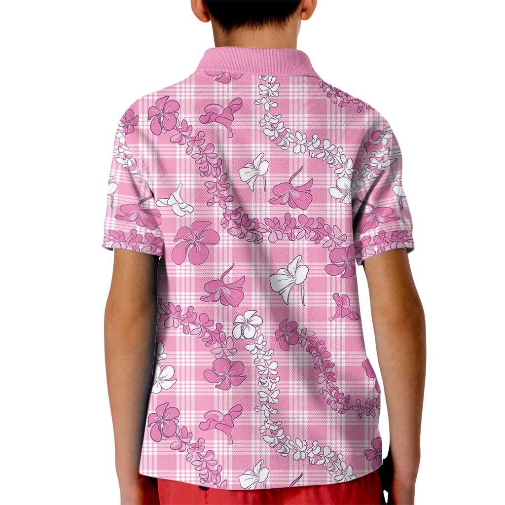Alaka Aloha Hawaii Kid Polo Shirt Plumeria Lei With Palaka Motif - Polynesian Pride
