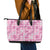 Alaka Aloha Hawaii Leather Tote Bag Plumeria Lei With Palaka Motif - Polynesian Pride