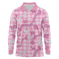 Alaka Aloha Hawaii Long Sleeve Polo Shirt Plumeria Lei With Palaka Motif - Polynesian Pride