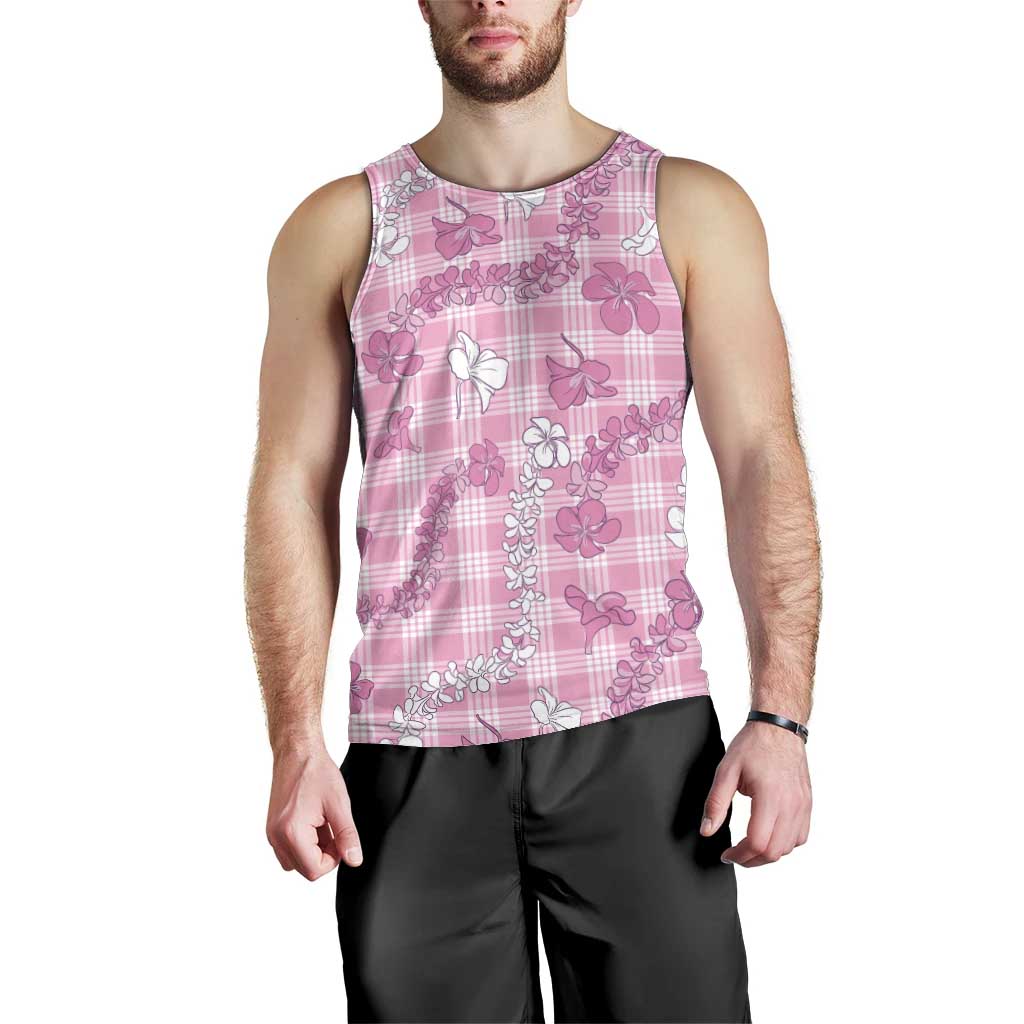 Alaka Aloha Hawaii Men Tank Top Plumeria Lei With Palaka Motif LT14 - Polynesian Pride