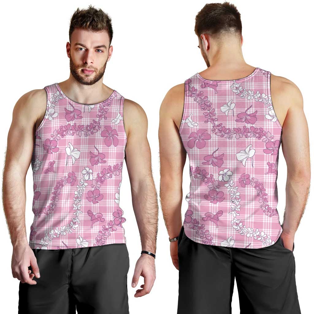 Alaka Aloha Hawaii Men Tank Top Plumeria Lei With Palaka Motif LT14 - Polynesian Pride