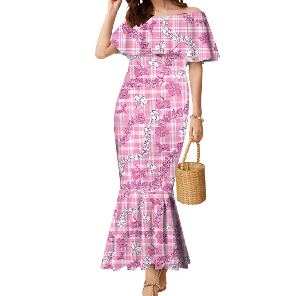 Alaka Aloha Hawaii Mermaid Dress Plumeria Lei With Palaka Motif - Polynesian Pride