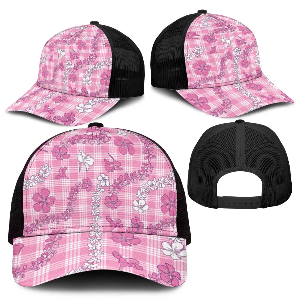 Alaka Aloha Hawaii Mesh Trucker Cap Plumeria Lei With Palaka Motif - Polynesian Pride
