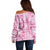 Alaka Aloha Hawaii Off Shoulder Sweater Plumeria Lei With Palaka Motif - Polynesian Pride
