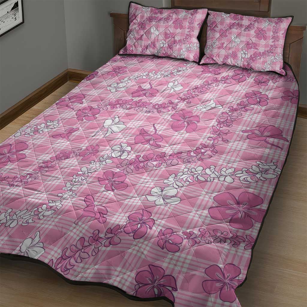 Alaka Aloha Hawaii Quilt Bed Set Plumeria Lei With Palaka Motif - Polynesian Pride