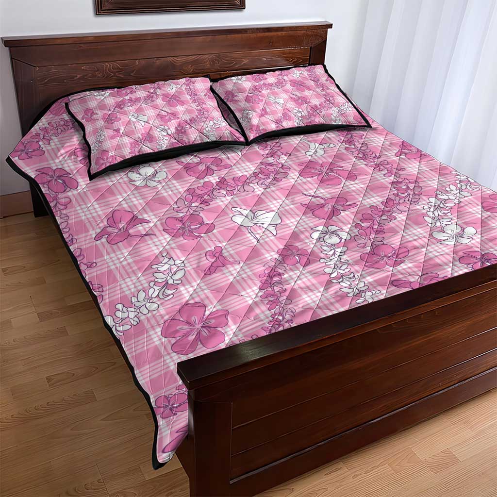 Alaka Aloha Hawaii Quilt Bed Set Plumeria Lei With Palaka Motif - Polynesian Pride