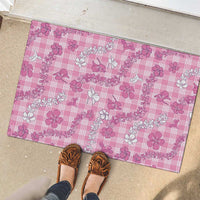 Alaka Aloha Hawaii Rubber Doormat Plumeria Lei With Palaka Motif - Polynesian Pride