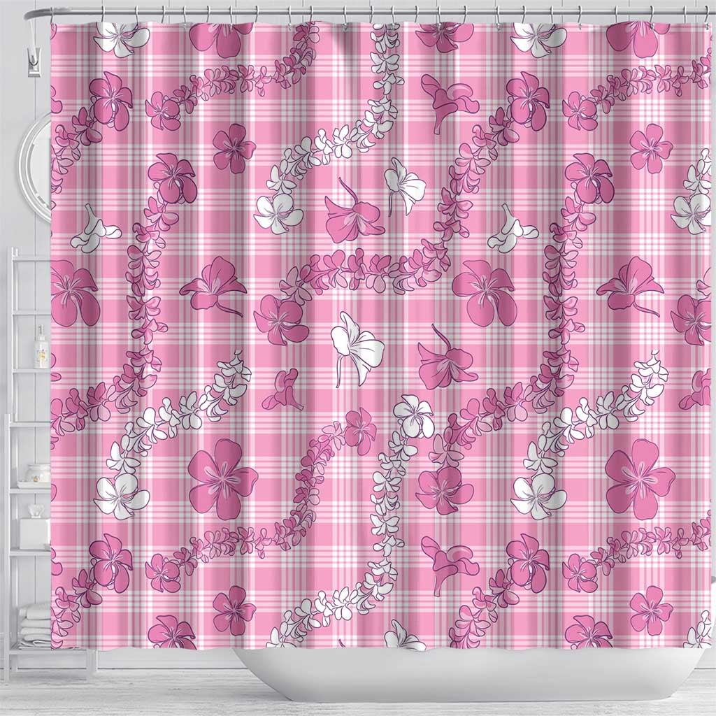 Alaka Aloha Hawaii Shower Curtain Plumeria Lei With Palaka Motif - Polynesian Pride