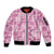 Alaka Aloha Hawaii Sleeve Zip Bomber Jacket Plumeria Lei With Palaka Motif - Polynesian Pride