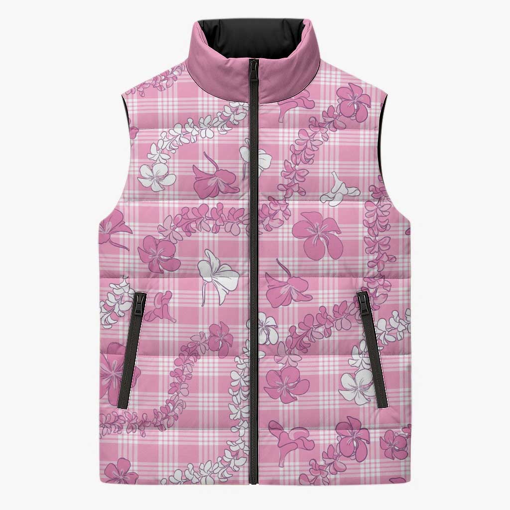 Alaka Aloha Hawaii Sleeveless Puffer Jacket Plumeria Lei With Palaka Motif - Polynesian Pride