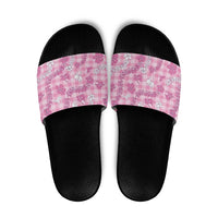 Alaka Aloha Hawaii Slide Sandals Plumeria Lei With Palaka Motif LT14 Pink - Polynesian Pride