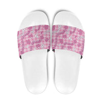 Alaka Aloha Hawaii Slide Sandals Plumeria Lei With Palaka Motif LT14 Pink - Polynesian Pride