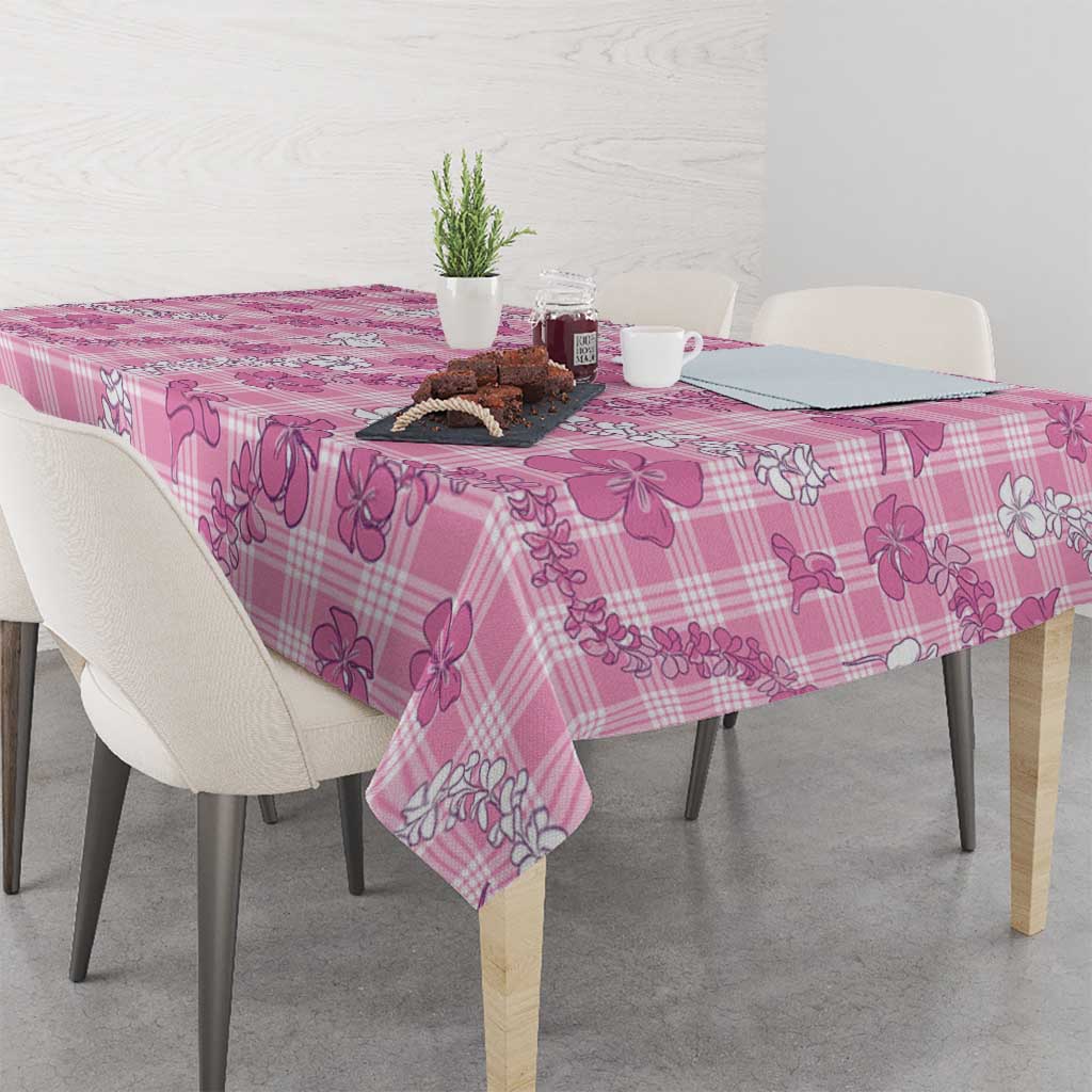 Alaka Aloha Hawaii Tablecloth Plumeria Lei With Palaka Motif - Polynesian Pride