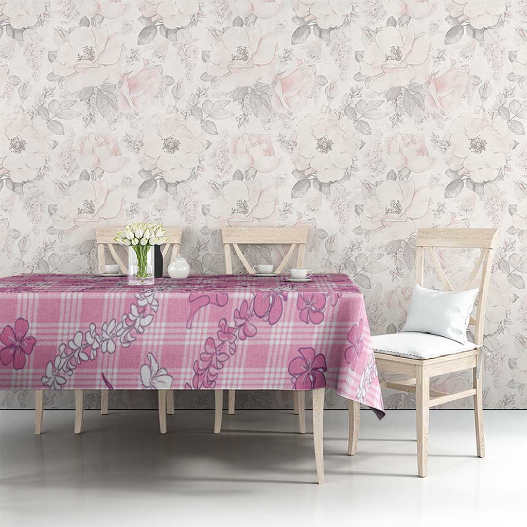 Alaka Aloha Hawaii Tablecloth Plumeria Lei With Palaka Motif - Polynesian Pride