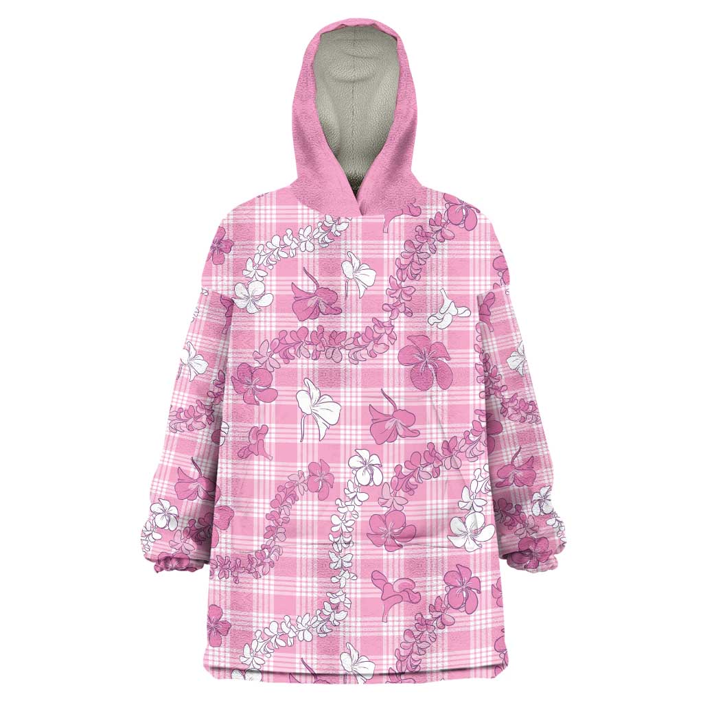 Alaka Aloha Hawaii Wearable Blanket Hoodie Plumeria Lei With Palaka Motif - Polynesian Pride