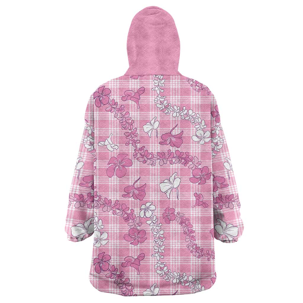 Alaka Aloha Hawaii Wearable Blanket Hoodie Plumeria Lei With Palaka Motif - Polynesian Pride