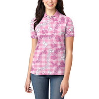 Alaka Aloha Hawaii Women Polo Shirt Plumeria Lei With Palaka Motif - Polynesian Pride