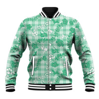 Omaomao Aloha Hawaii Baseball Jacket Plumeria Lei With Palaka Motif LT14 Unisex Green - Polynesian Pride