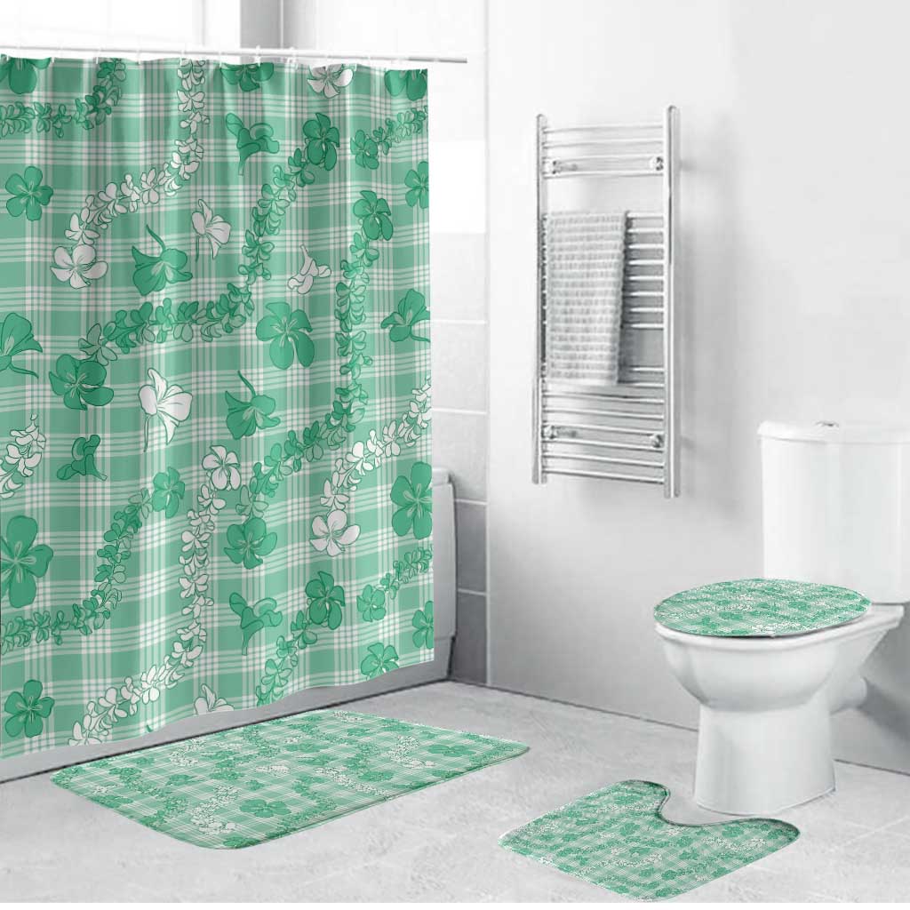 Omaomao Aloha Hawaii Bathroom Set Plumeria Lei With Palaka Motif - Polynesian Pride
