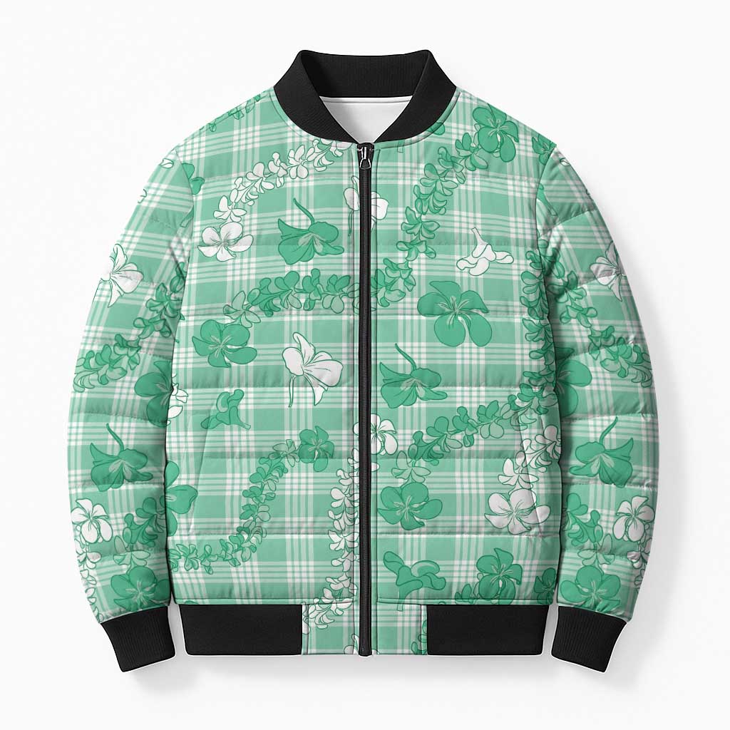 Omaomao Aloha Hawaii Bomber Puffer Jacket Plumeria Lei With Palaka Motif - Polynesian Pride