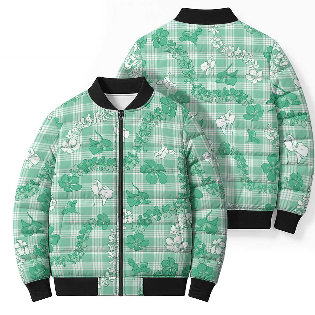 Omaomao Aloha Hawaii Bomber Puffer Jacket Plumeria Lei With Palaka Motif LT14 - Polynesian Pride