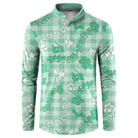 Omaomao Aloha Hawaii Button Sweatshirt Plumeria Lei With Palaka Motif LT14 Green - Polynesian Pride