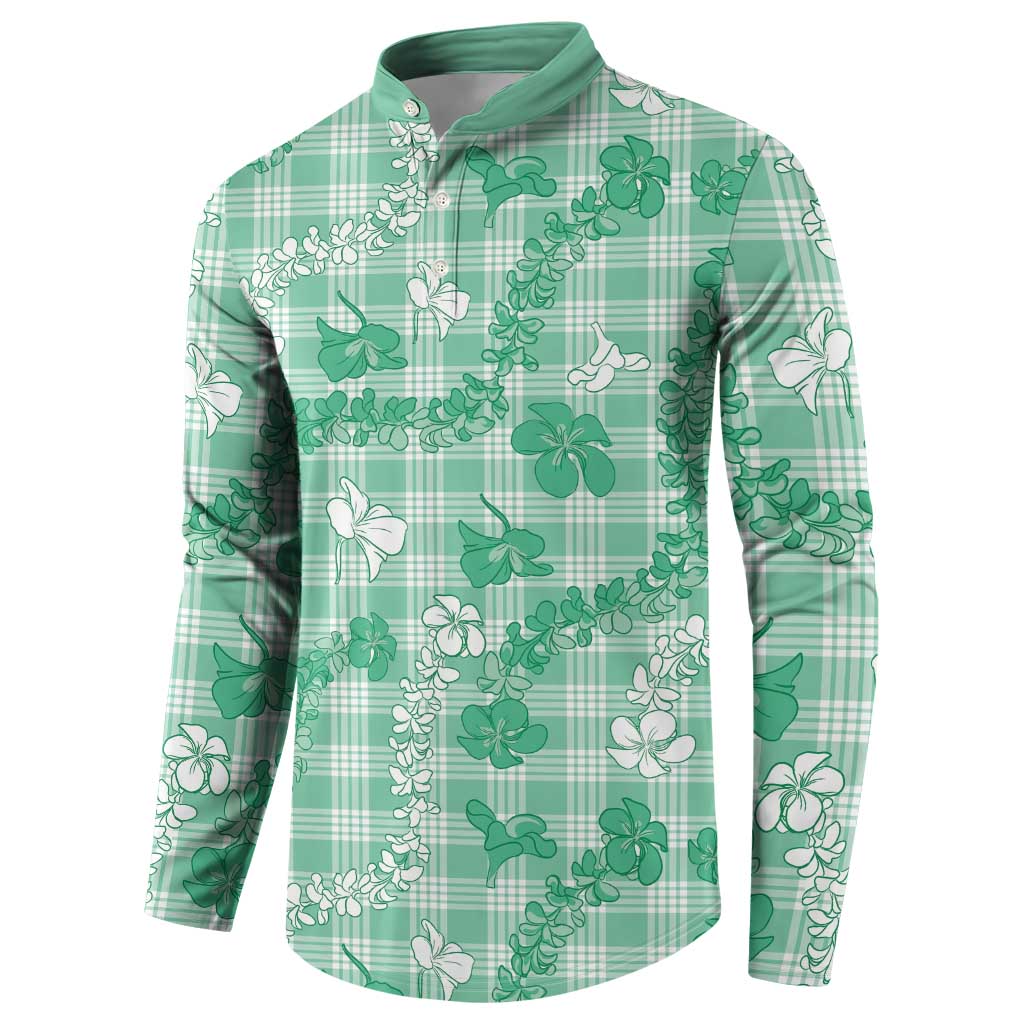 Omaomao Aloha Hawaii Button Sweatshirt Plumeria Lei With Palaka Motif LT14 - Polynesian Pride