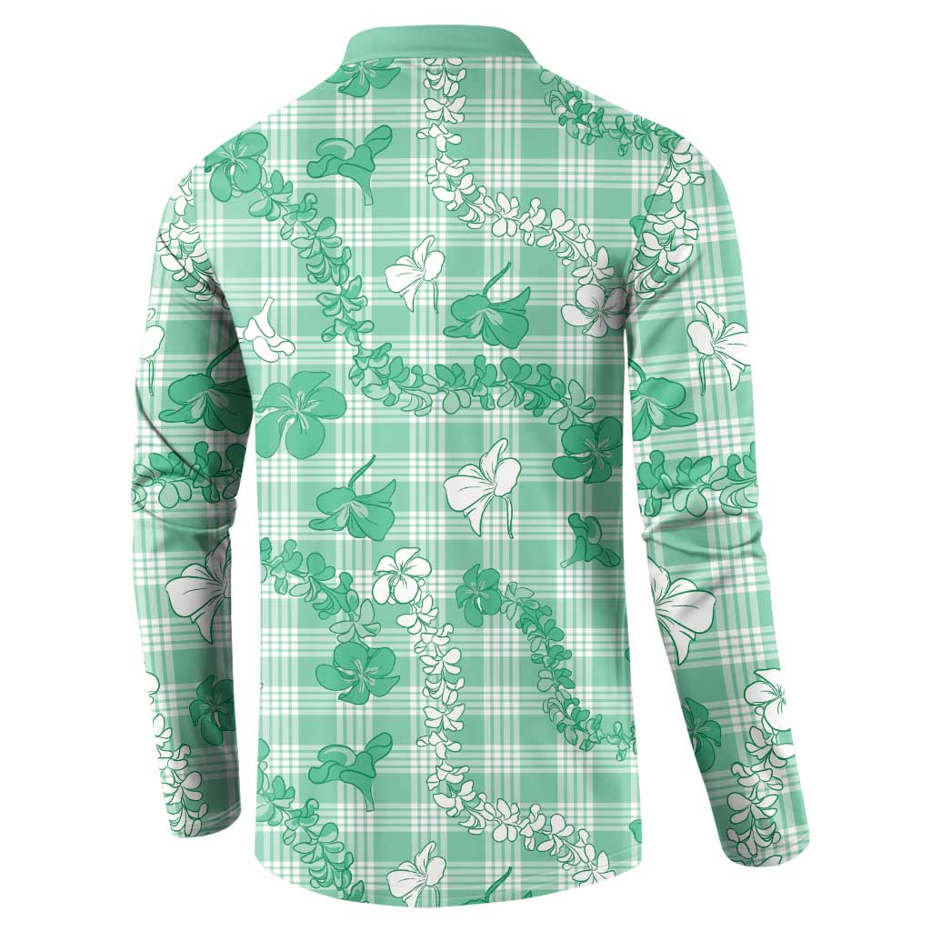 Omaomao Aloha Hawaii Button Sweatshirt Plumeria Lei With Palaka Motif LT14 - Polynesian Pride