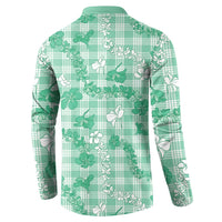 Omaomao Aloha Hawaii Button Sweatshirt Plumeria Lei With Palaka Motif LT14 - Polynesian Pride