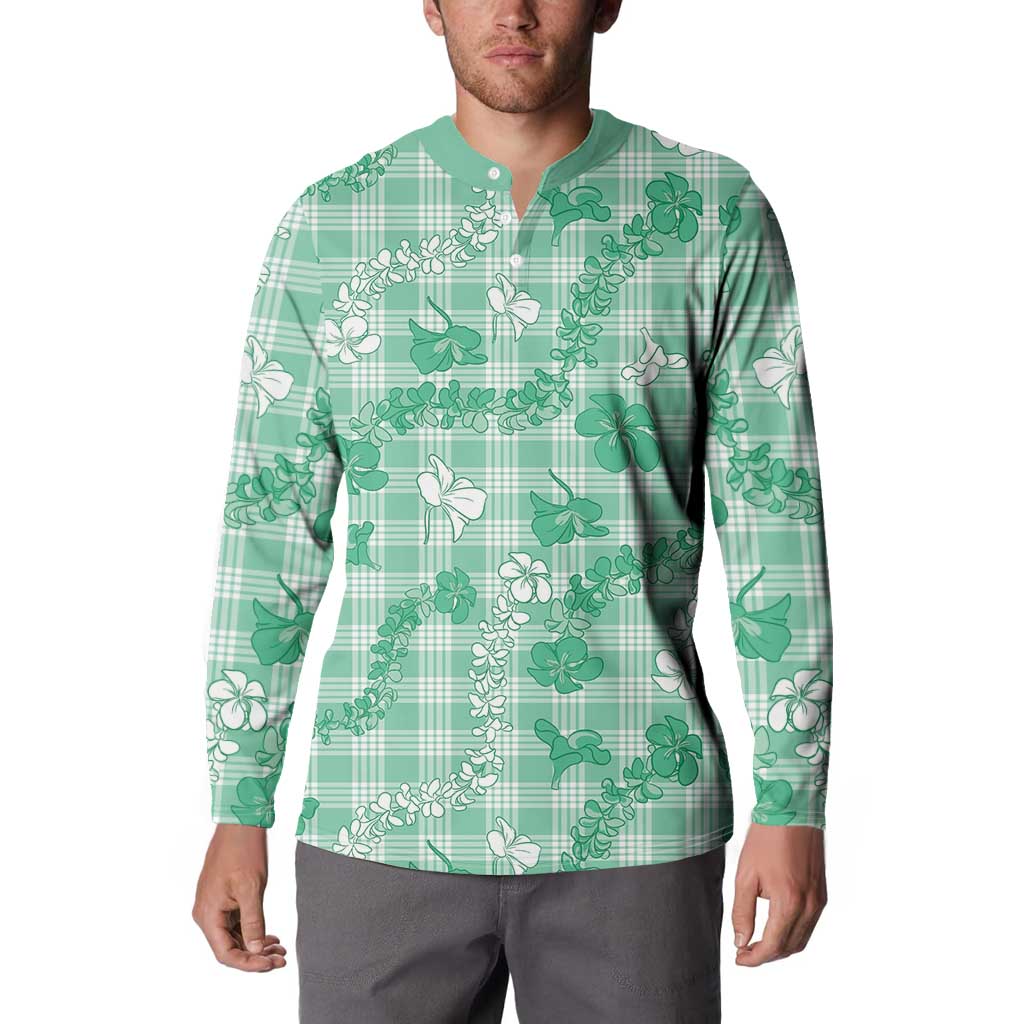 Omaomao Aloha Hawaii Button Sweatshirt Plumeria Lei With Palaka Motif LT14 - Polynesian Pride