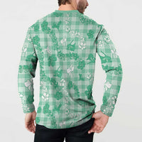 Omaomao Aloha Hawaii Button Sweatshirt Plumeria Lei With Palaka Motif LT14 - Polynesian Pride