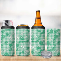 Omaomao Aloha Hawaii 4 in 1 Can Cooler Tumbler Plumeria Lei With Palaka Motif - Polynesian Pride