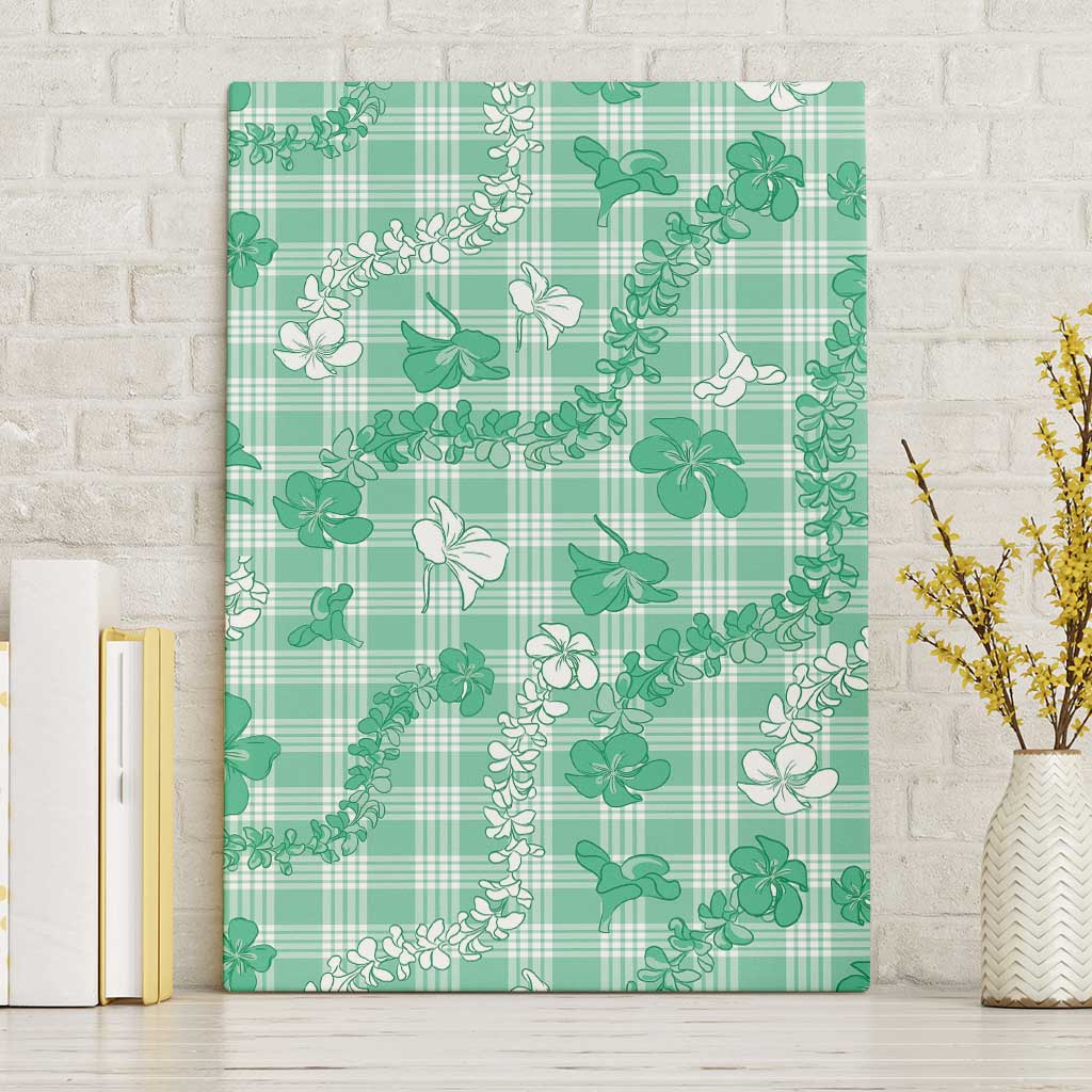 Omaomao Aloha Hawaii Canvas Wall Art Plumeria Lei With Palaka Motif - Polynesian Pride