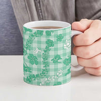 Omaomao Aloha Hawaii Ceramic Mug Plumeria Lei With Palaka Motif - Polynesian Pride
