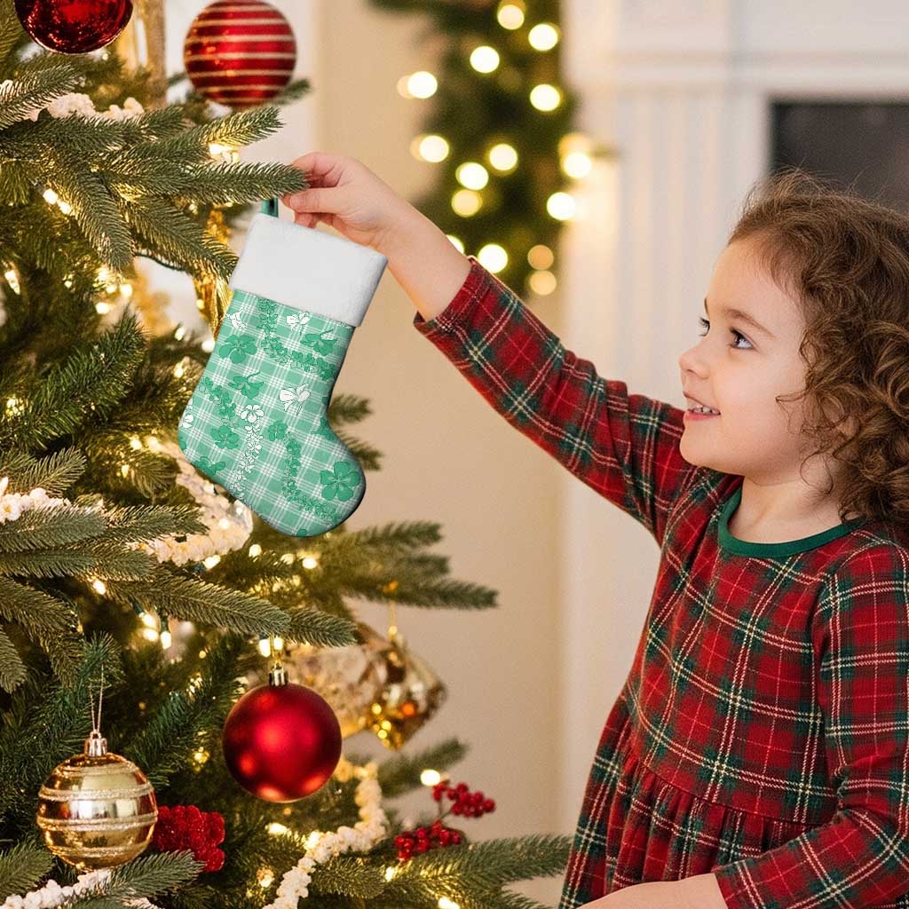 Omaomao Aloha Hawaii Christmas Stocking Plumeria Lei With Palaka Motif - Polynesian Pride