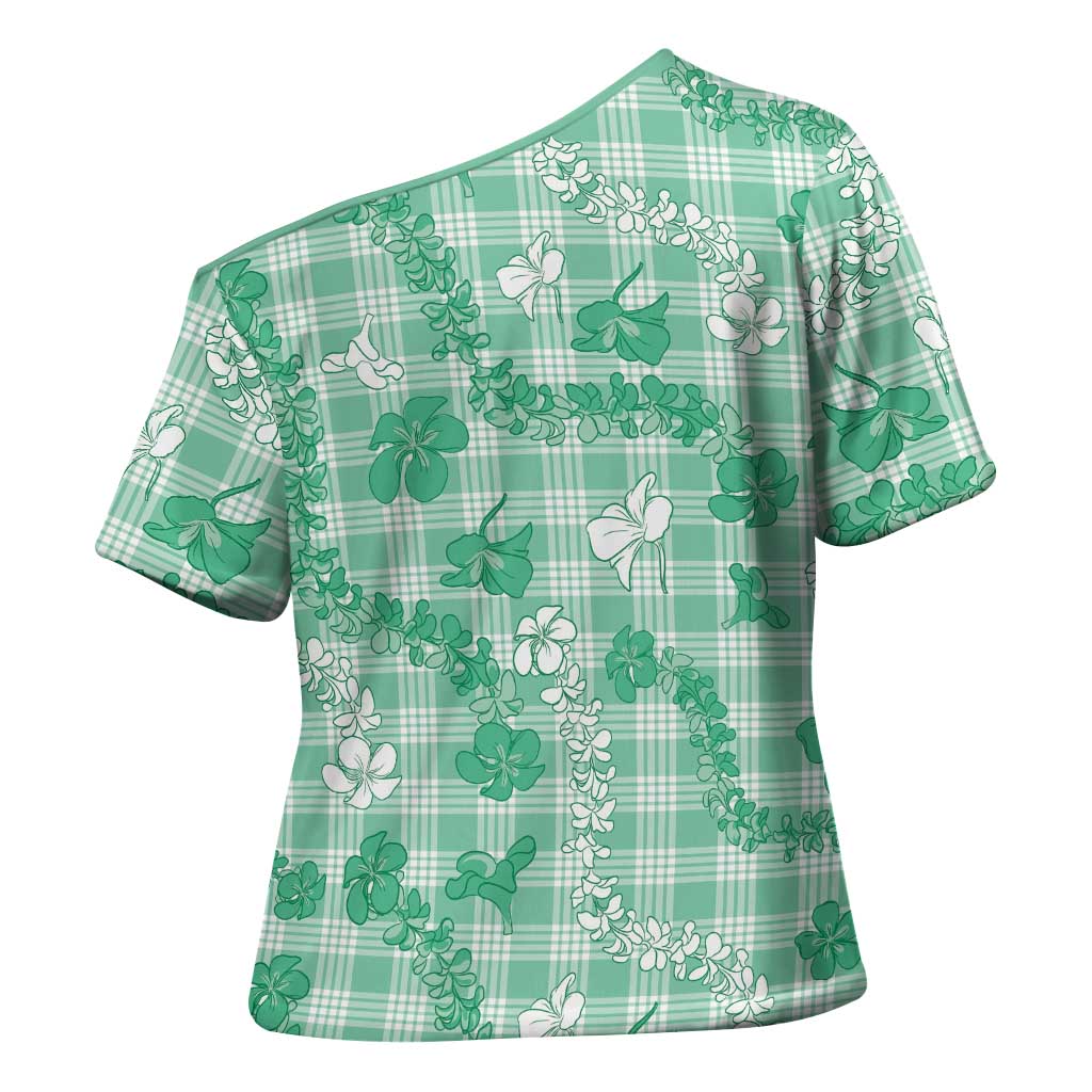 Omaomao Aloha Hawaii Cross Shoulder Shirt Plumeria Lei With Palaka Motif LT14 - Polynesian Pride