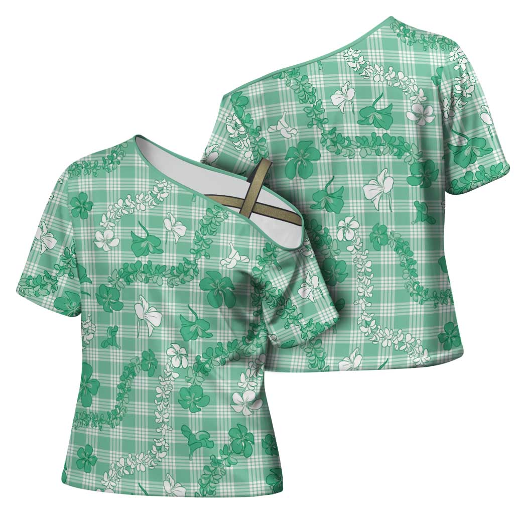 Omaomao Aloha Hawaii Cross Shoulder Shirt Plumeria Lei With Palaka Motif LT14 - Polynesian Pride