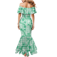 Omaomao Aloha Hawaii Family Matching Mermaid Dress and Hawaiian Shirt Plumeria Lei With Palaka Motif - Polynesian Pride