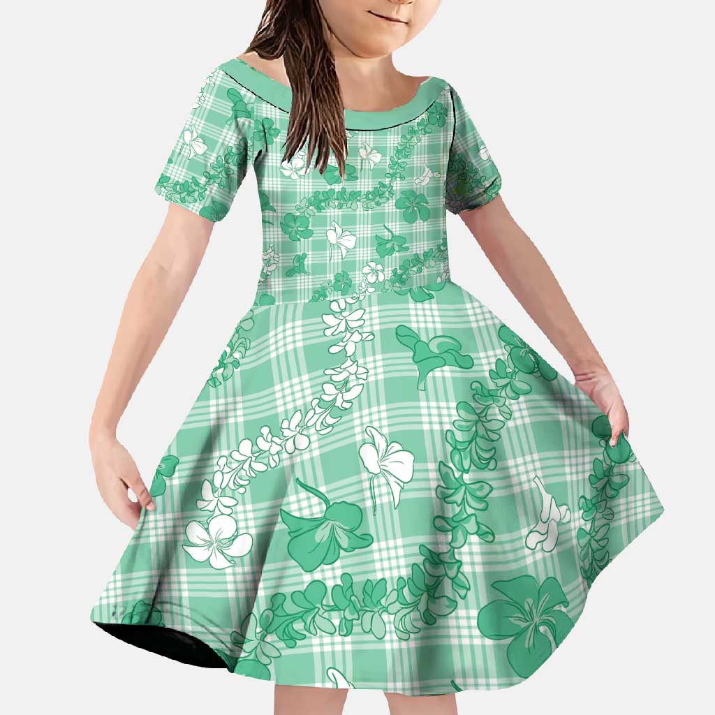 Omaomao Aloha Hawaii Family Matching Off Shoulder Maxi Dress and Hawaiian Shirt Plumeria Lei With Palaka Motif - Polynesian Pride