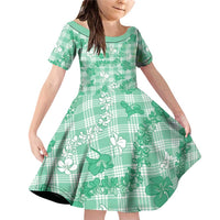 Omaomao Aloha Hawaii Family Matching Off Shoulder Short Dress and Hawaiian Shirt Plumeria Lei With Palaka Motif - Polynesian Pride