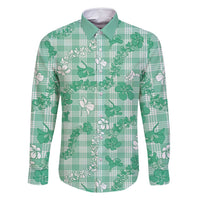 Omaomao Aloha Hawaii Family Matching Off Shoulder Short Dress and Hawaiian Shirt Plumeria Lei With Palaka Motif - Polynesian Pride