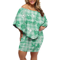 Omaomao Aloha Hawaii Family Matching Off Shoulder Short Dress and Hawaiian Shirt Plumeria Lei With Palaka Motif - Polynesian Pride