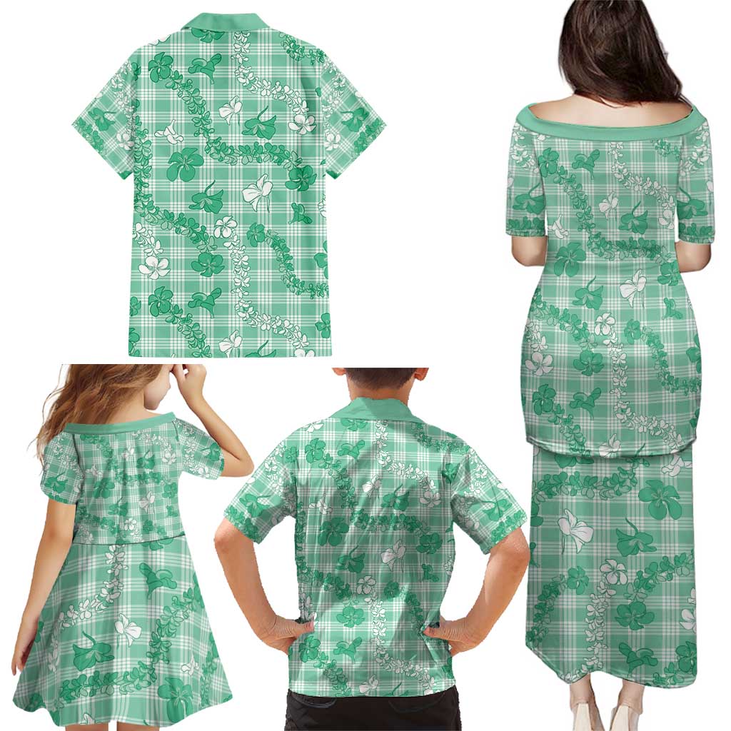 Omaomao Aloha Hawaii Family Matching Puletasi and Hawaiian Shirt Plumeria Lei With Palaka Motif - Polynesian Pride